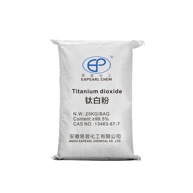 Eapearl Chem branded 25kg bag packaging of titanium dioxide with a purity content of 99.5%, CAS number 13463-67-7.