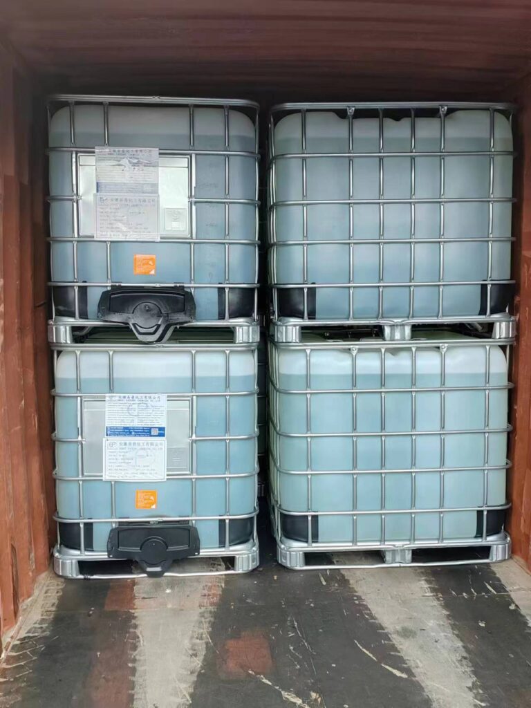 Stacked IBC totes of Eapearl chemicals ready for shipment.