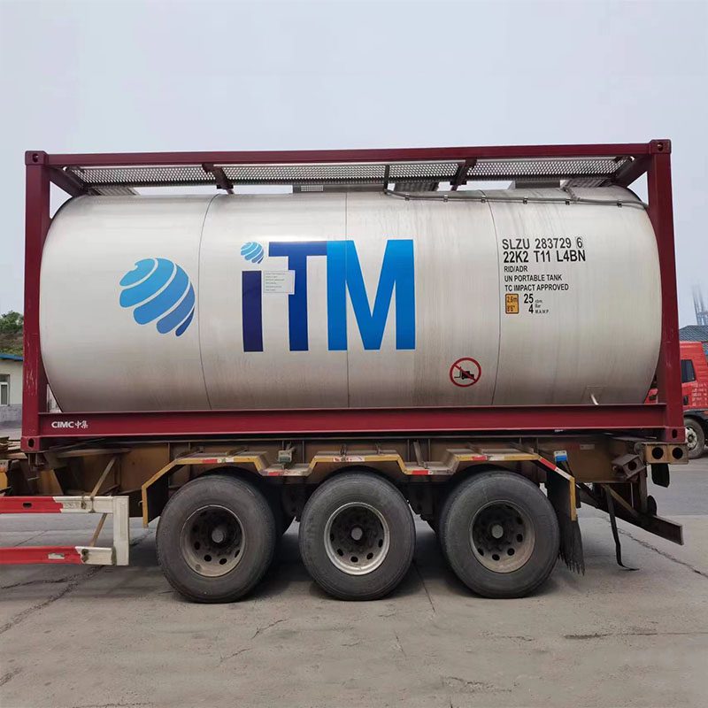 Eapearl solvent storage tank drum mounted on a transportation trailer.