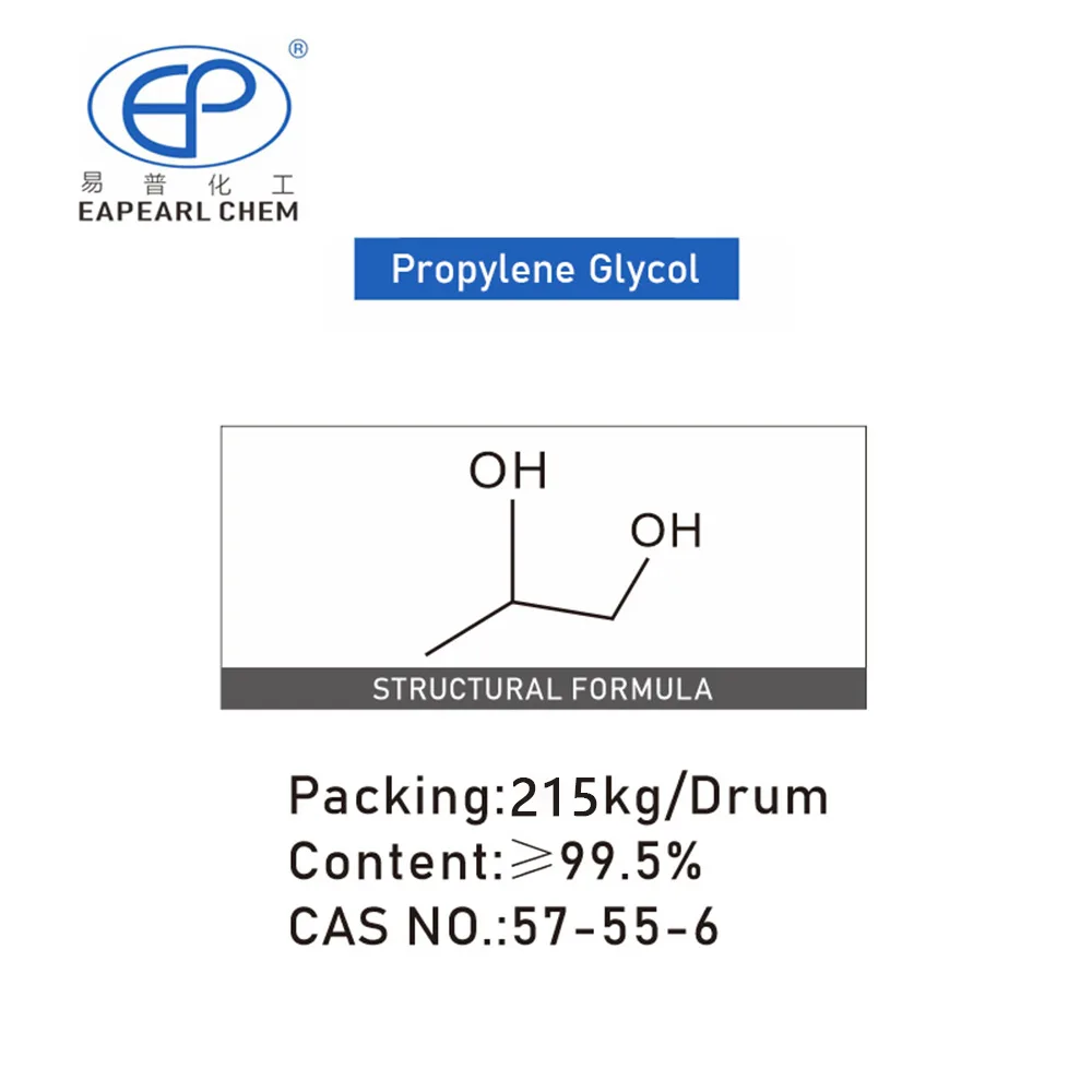 Image displaying the structural formula of Propylene Glycol (MPG) with Eapearl Chem branding.