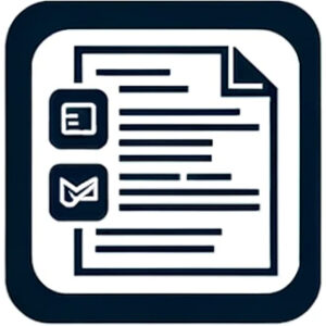 Icon of a document with email and save options.