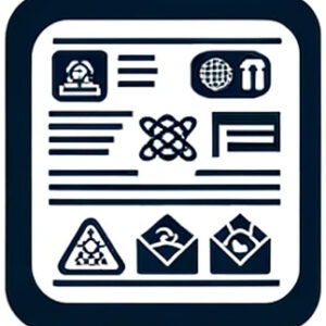 Icon depicting storage and safety information with chemical hazard symbols.